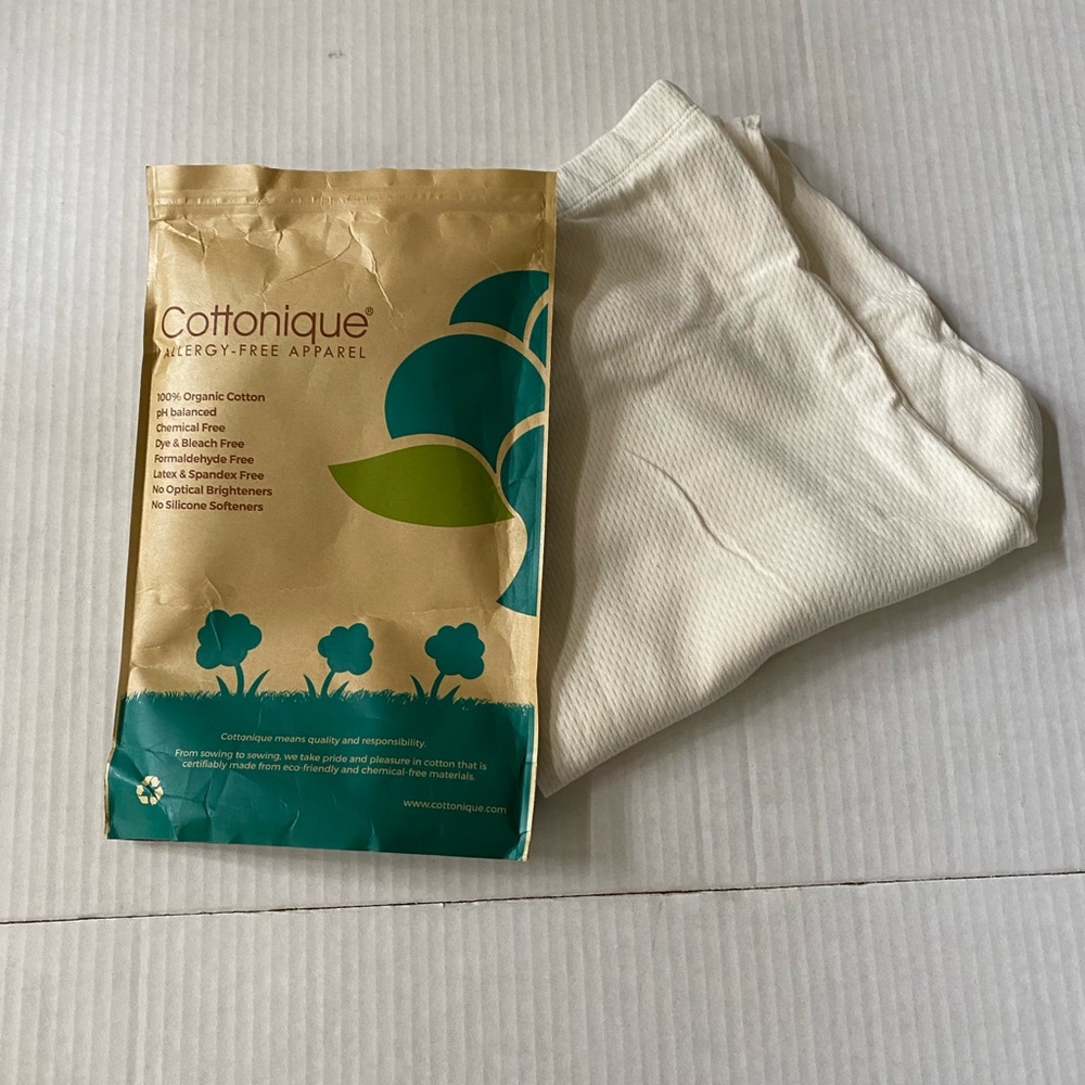 NWT Cottonique Latex Free Organic Cotton Thermal Lounge Jogger Natural Size 8/XL